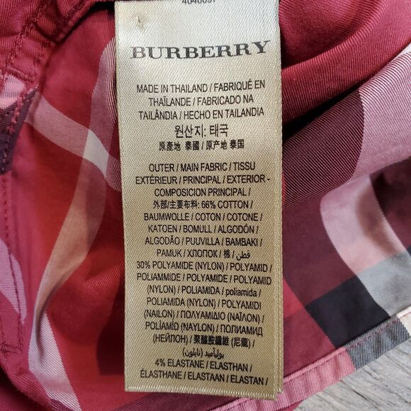 Burberry London Red Check Stretch Button Down Longsleeve Shirt M Cotton Luxury - Picture 11 of 12